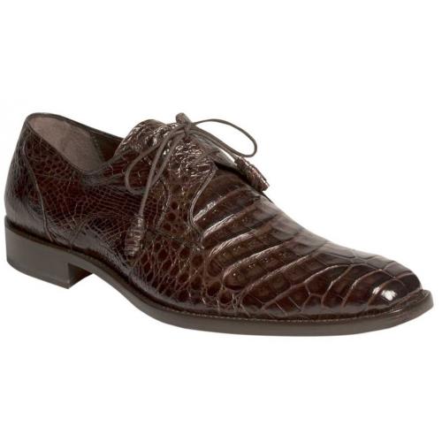 Mezlan "Anderson" Dark Brown All-Over Genuine Crocodile Shoes With Crocodile Wrapped Tassels 13584-F.